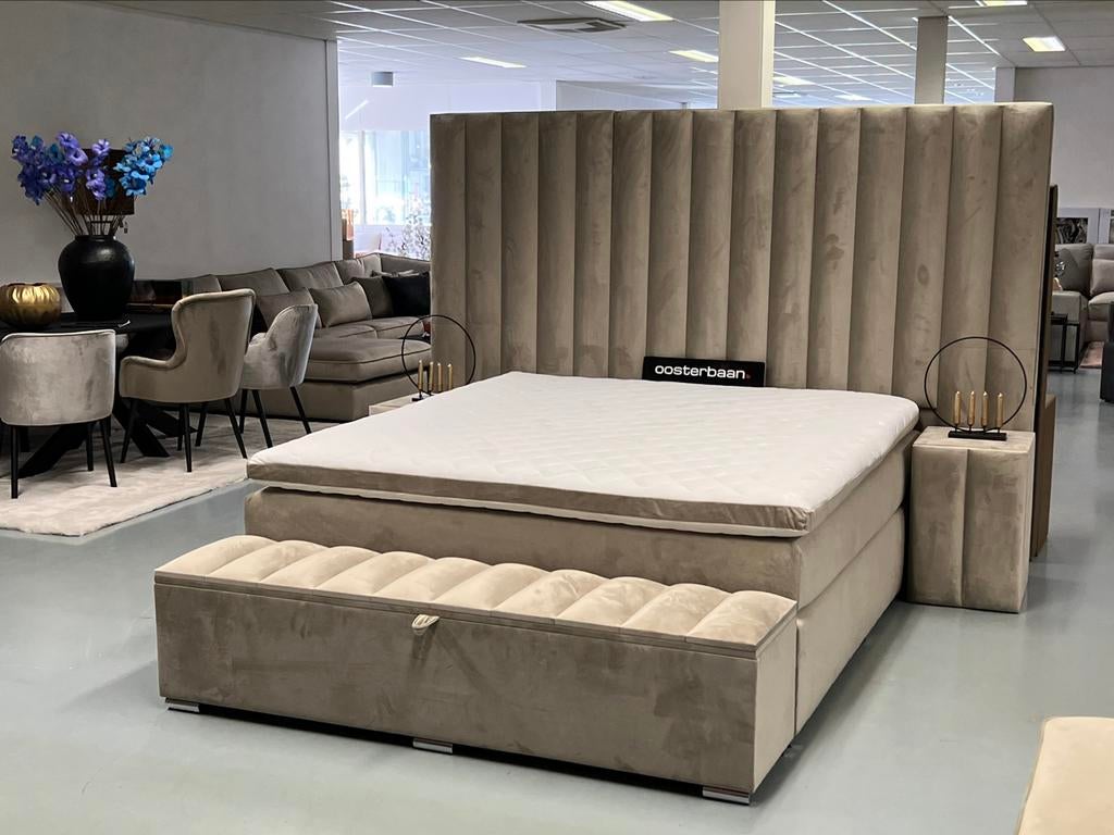 Luxe Velvet Boxspring Laura 180x200cm Compleet NIEUW - UNIEK, Info@oosterbaanwonen.nl, 180 cm, 200 cm, Oosterbaan Wonen