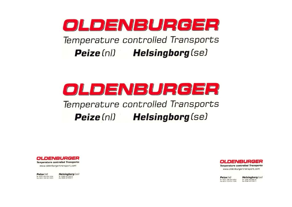 Vrachtauto decal 1:50 Oldenburger Peize ( trailer ) type 1, Hobby en Vrije tijd, Modelauto's | 1:50, Verzenden, Nieuw, Bus of Vrachtwagen