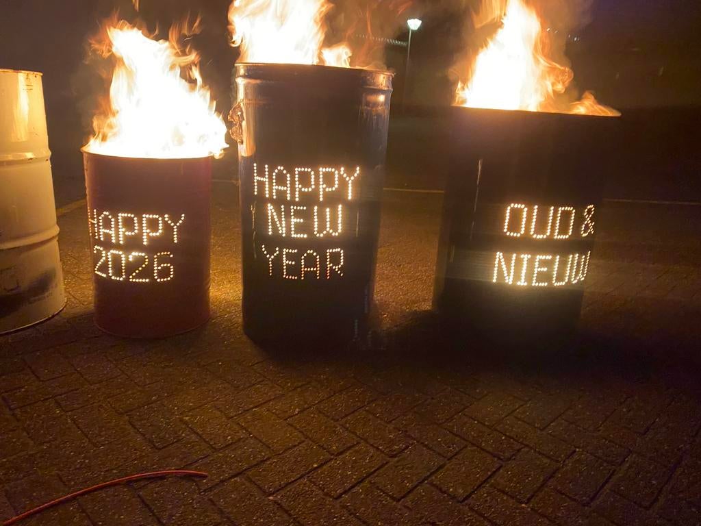 🔥🔥 vuurton met tekst sfeermaker vat ton olievat schoon!, Ophalen, ., Zo goed als nieuw, .