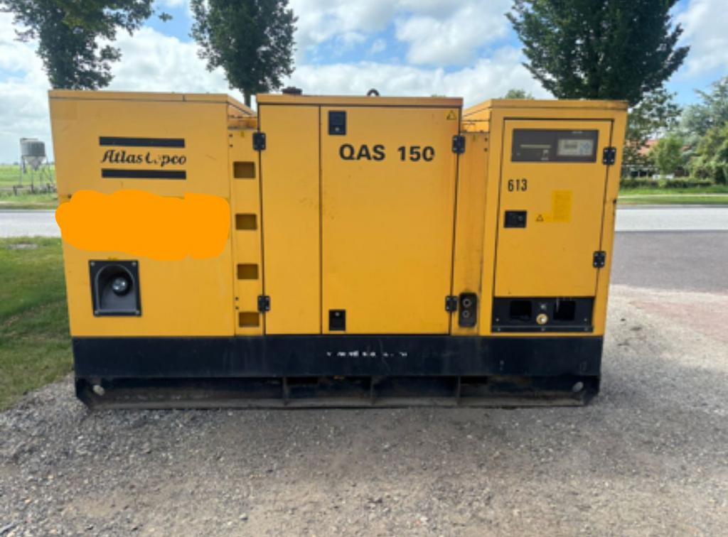 150 KVA aggregaat 230/400V Atlas Copco QAS150 generator, Ophalen, Zo goed als nieuw, 30 kVA of meer, Dieselolie