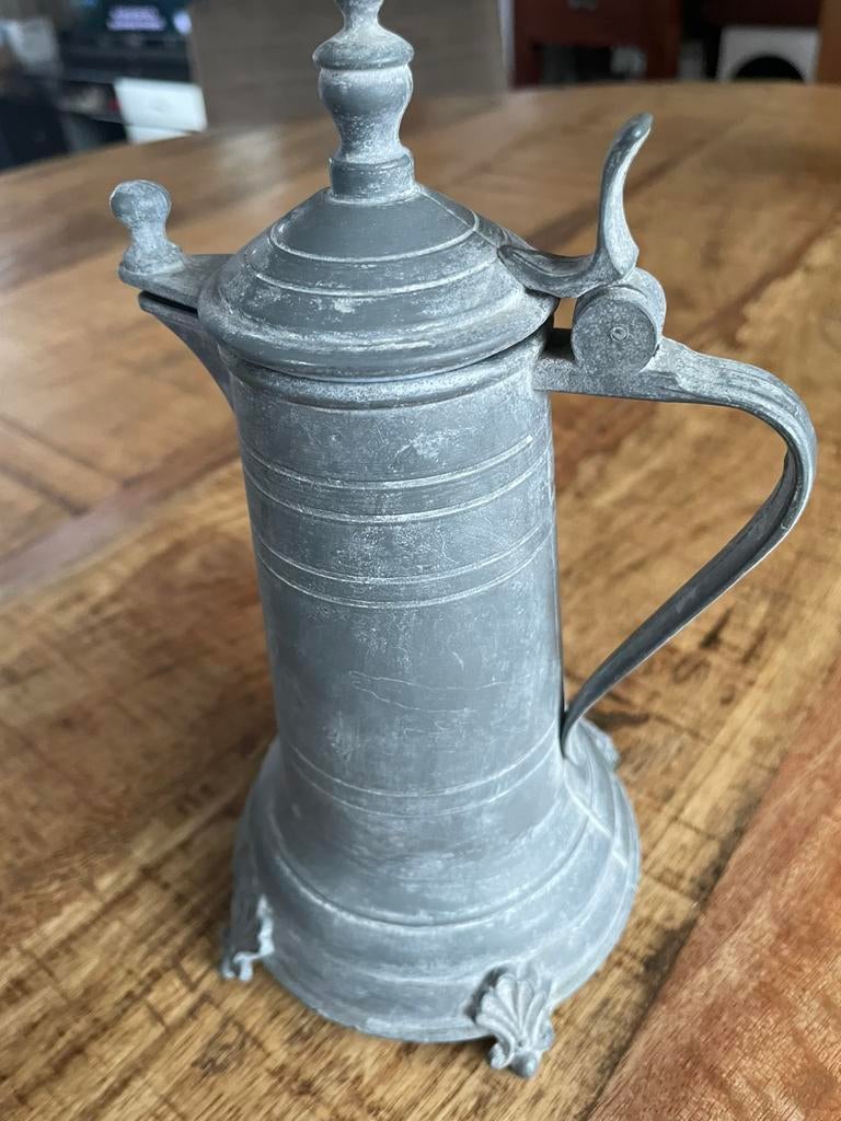 Antieke tinnen kan met deksel, Antiek en Kunst, Antiek | Tin, Ophalen of Verzenden
