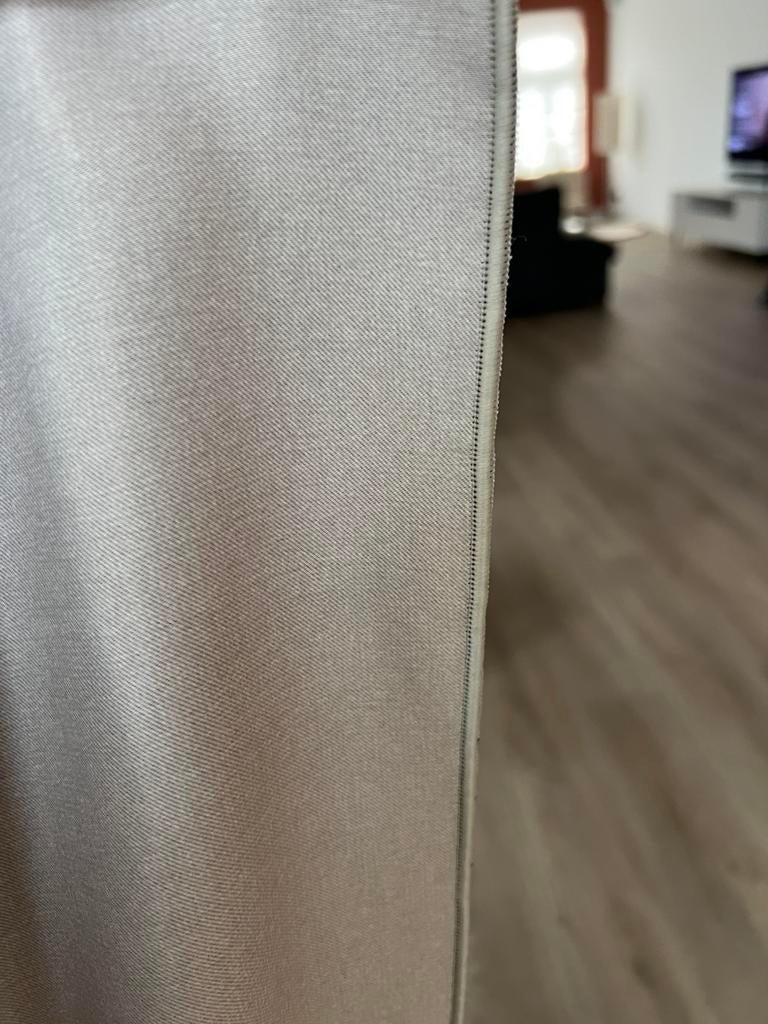 6 gordijnen, nieuw, mare beige, zwarte rails kwantum, 200 cm of meer, Beige, Zo goed als nieuw, 50 tot 100 cm