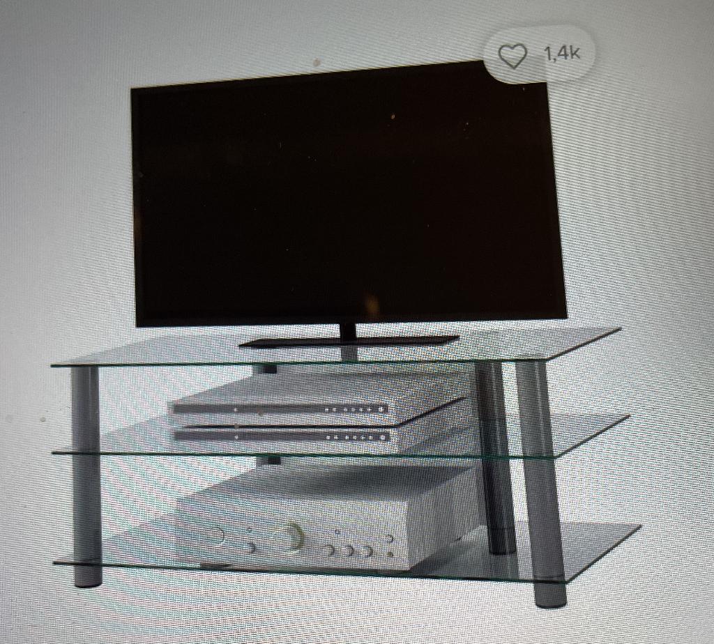 glazen TV meubel, Ophalen, 100 tot 150 cm, Minder dan 100 cm, Modern