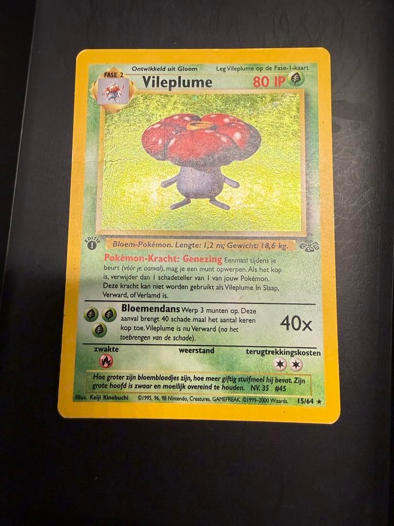 Vileplume 15/64 jungle first edition Zeldzame Pokémonkaart, Ophalen of Verzenden, Gebruikt, Losse kaart
