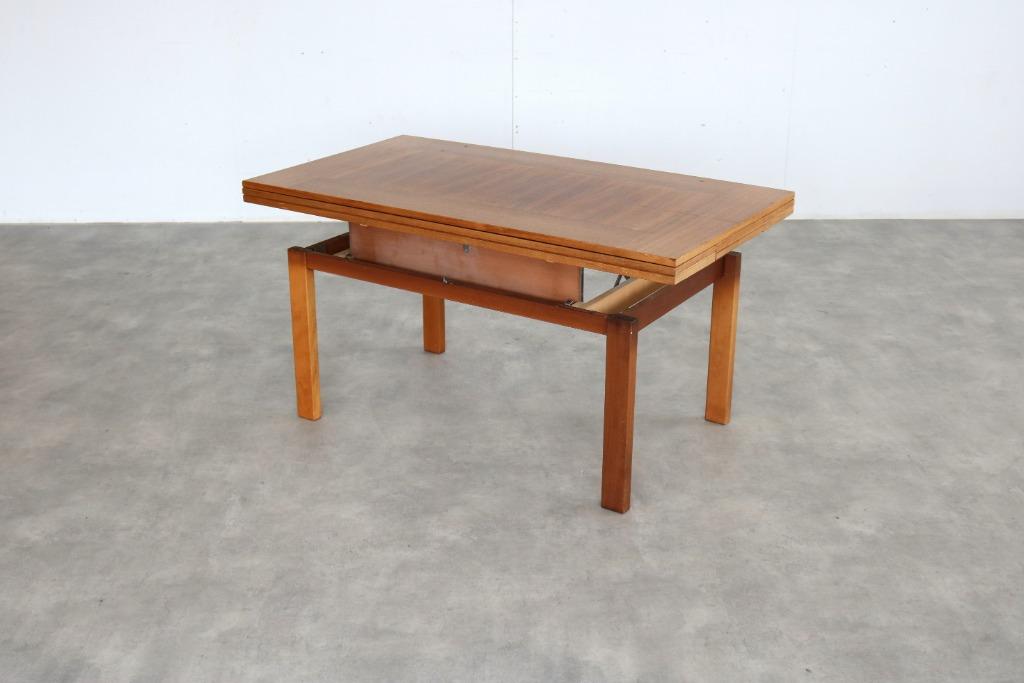 vintage salontafel | eettafel | verstelbaar | jaren 60, Gebruikt, 100 tot 150 cm, Verzenden, .