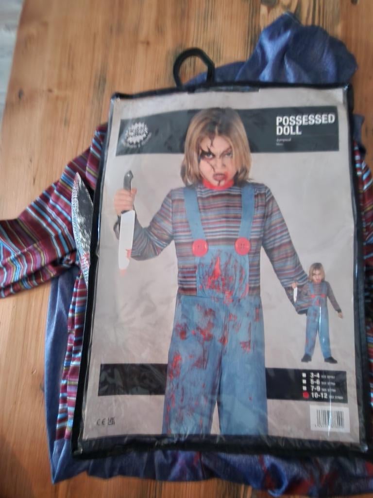 Carnaval Halloween pak Chucky, Ophalen of Verzenden, Zo goed als nieuw, 146 t/m 152, Jongen of Meisje