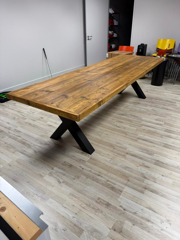 Industriële Steigerhout Eettafel Tafel Vergadertafel Bureau, 100 tot 150 cm, Nieuw, Rechthoekig, Teakhout
