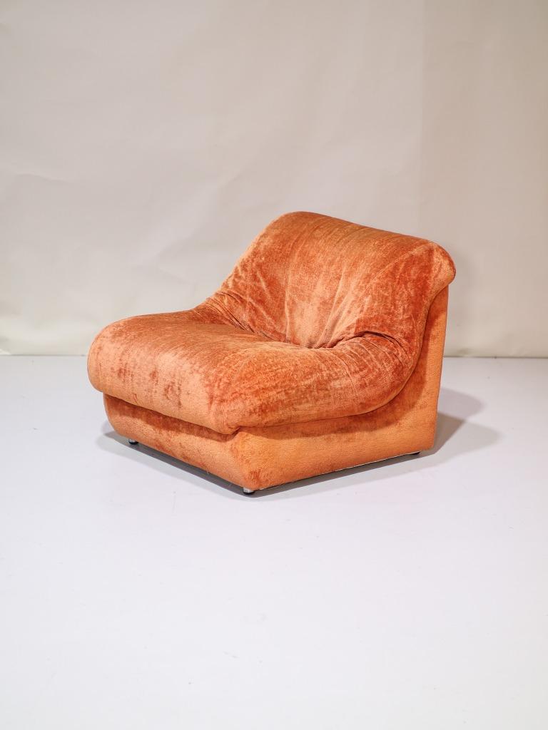 Italiaanse fauteuil oranje vintage jaren '70 - 1, Ophalen, -, -, 75 tot 100 cm