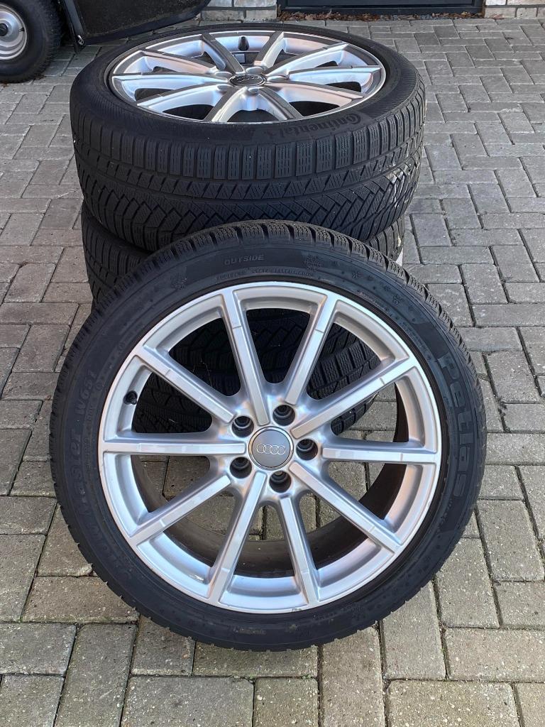 Originele 19 inch Audi Velgen met Winterbanden, Auto-onderdelen, Banden en Velgen, 19 inch, Gebruikt, 255 mm, Band(en)