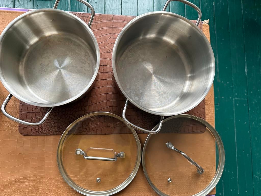 RVS Kookpannen Set 2 - Gebruikt, Gebruikt, Inductieplaat, Rvs, Ophalen