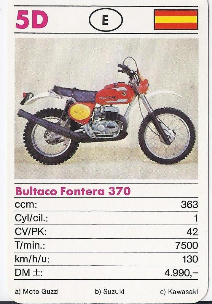 Kw2755 motorkaartje 5d bultaco fontera 370, Ophalen of Verzenden, Zo goed als nieuw, Auto's