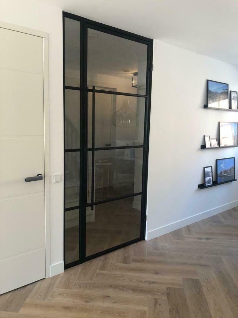 Stalen deur met zijpaneel 120cm x 260cm, Doe-het-zelf en Verbouw, 215 cm of meer, Binnendeur, Nieuw, Glas