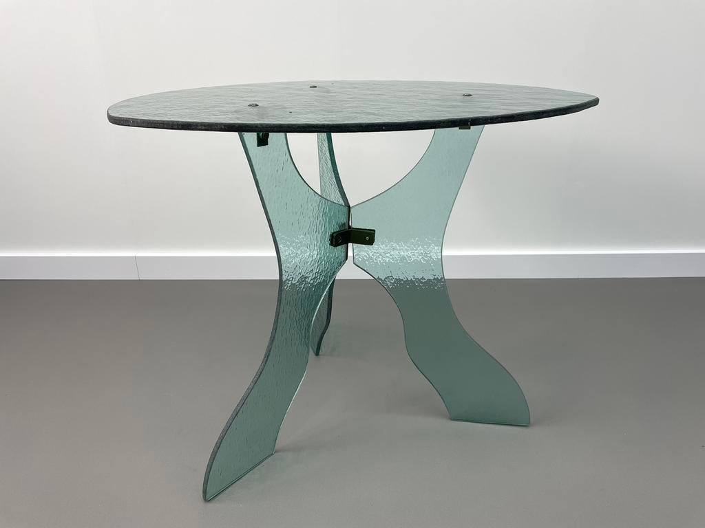 Vintage glazen bijzettafel, Rechthoekig, Ophalen, 45 tot 60 cm, Glas