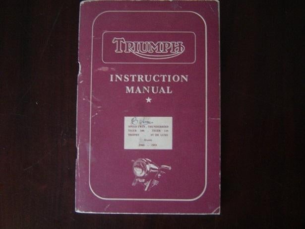 Triumph 1945-1955 3T 5T 6T TR5 T110 T100 instruction manual, Motoren, Ophalen of Verzenden, Triumph
