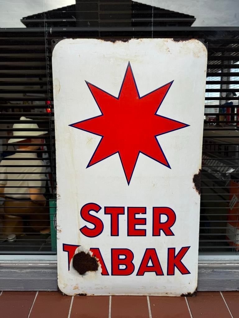 Oude Ster Tabak Emaille Reclamebord, Antiek en Kunst, Antiek | Wandborden en Tegels, Ophalen of Verzenden