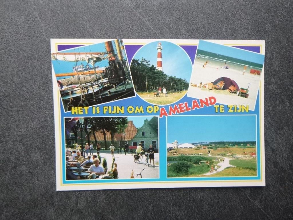 Ameland, fijn om op Ameland te zijn/panorama, Verzamelen, Verzenden, 1980 tot heden, Gelopen, Waddeneilanden