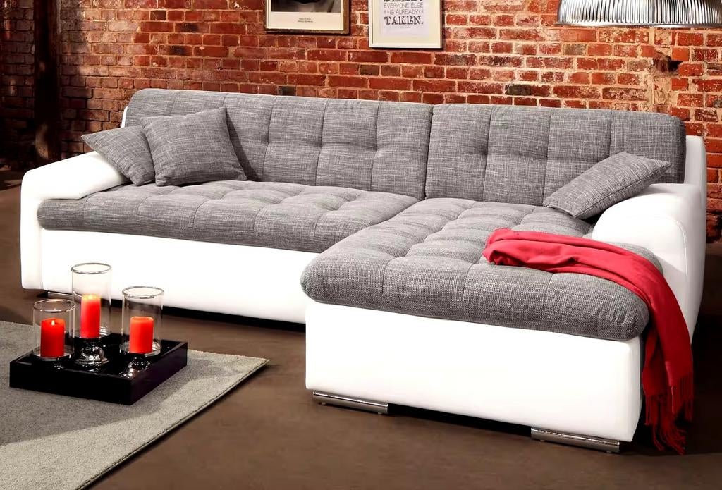 Nieuwe moderne hoekbank wit grijs trendy loungebank, Keizer, Leer, Keizer, Hoekbank