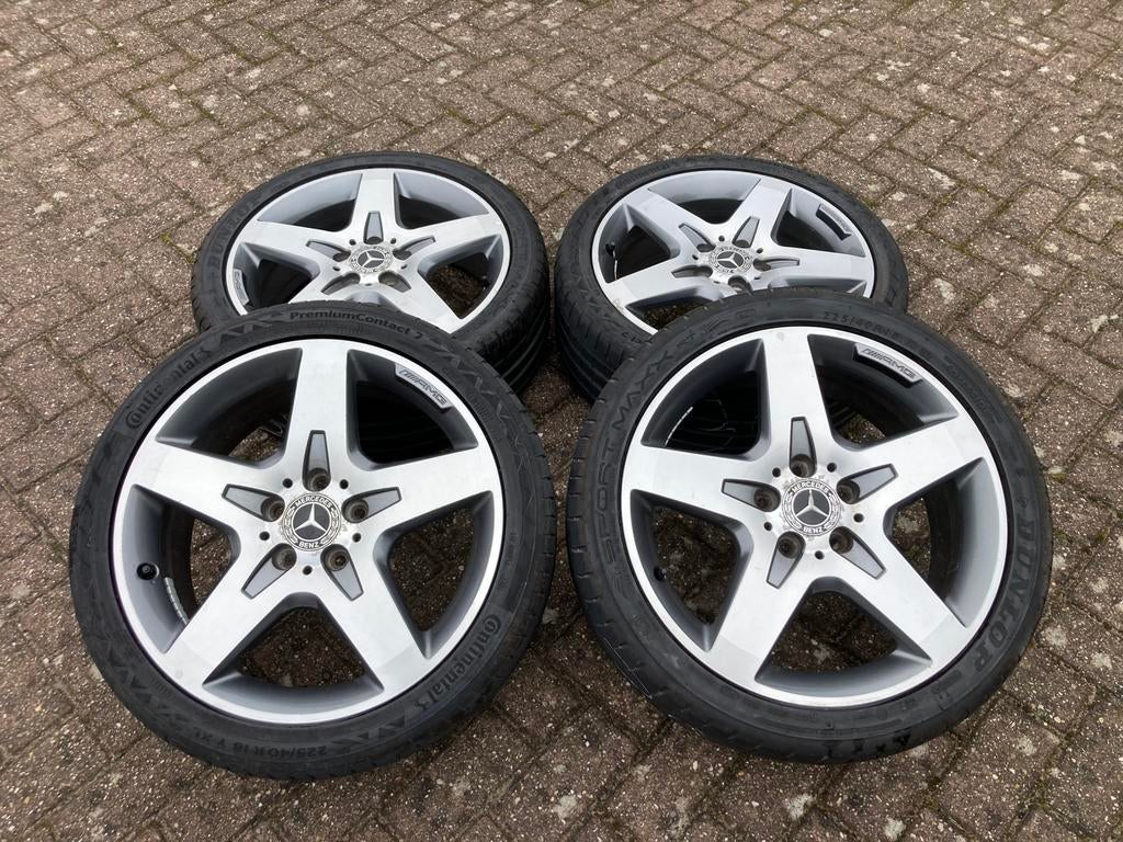 18” Mercedes A W176 AMG velgen + banden 5x112 225/40/18, Ophalen, 18 inch, Gebruikt, Personenwagen