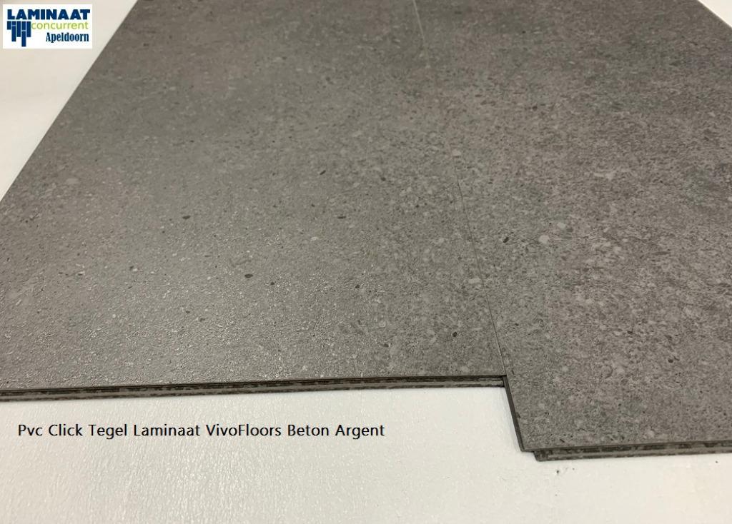 Pvc click Rigid Tegel Laminaat Beton Argent 4,2mm dik, 75 m² of meer, Pvc click tegel model, Nieuw, Ophalen of Verzenden