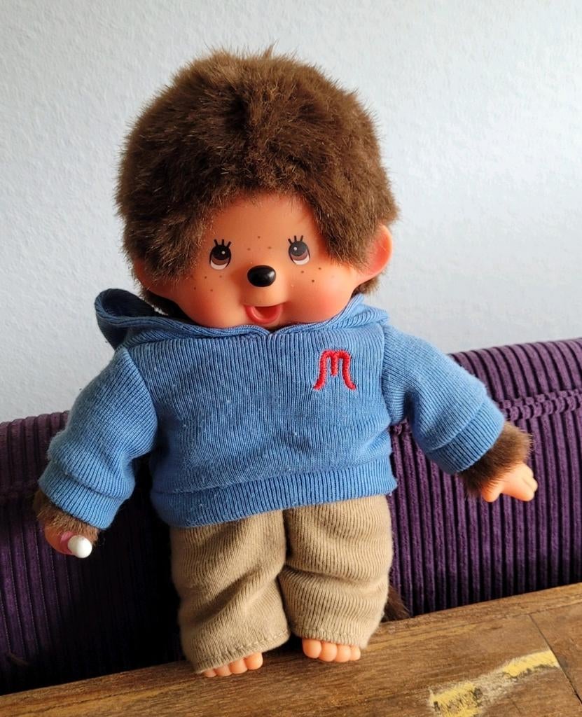 Monchhichi aapje jongen blauwe trui, Ophalen of Verzenden, Overige typen