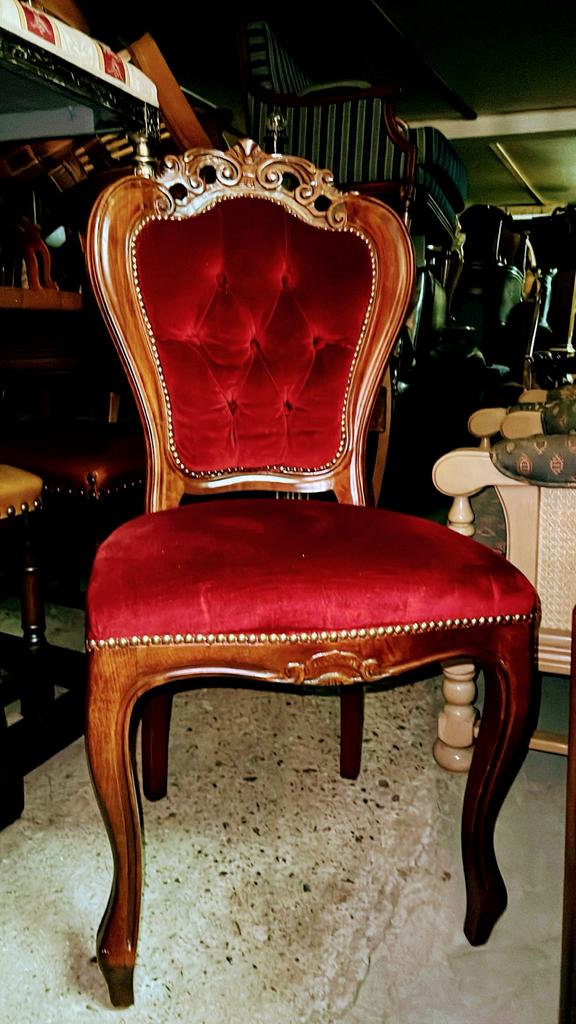 4 barok eetkamer stoelen, Ophalen, Gebruikt, Vier, Rood