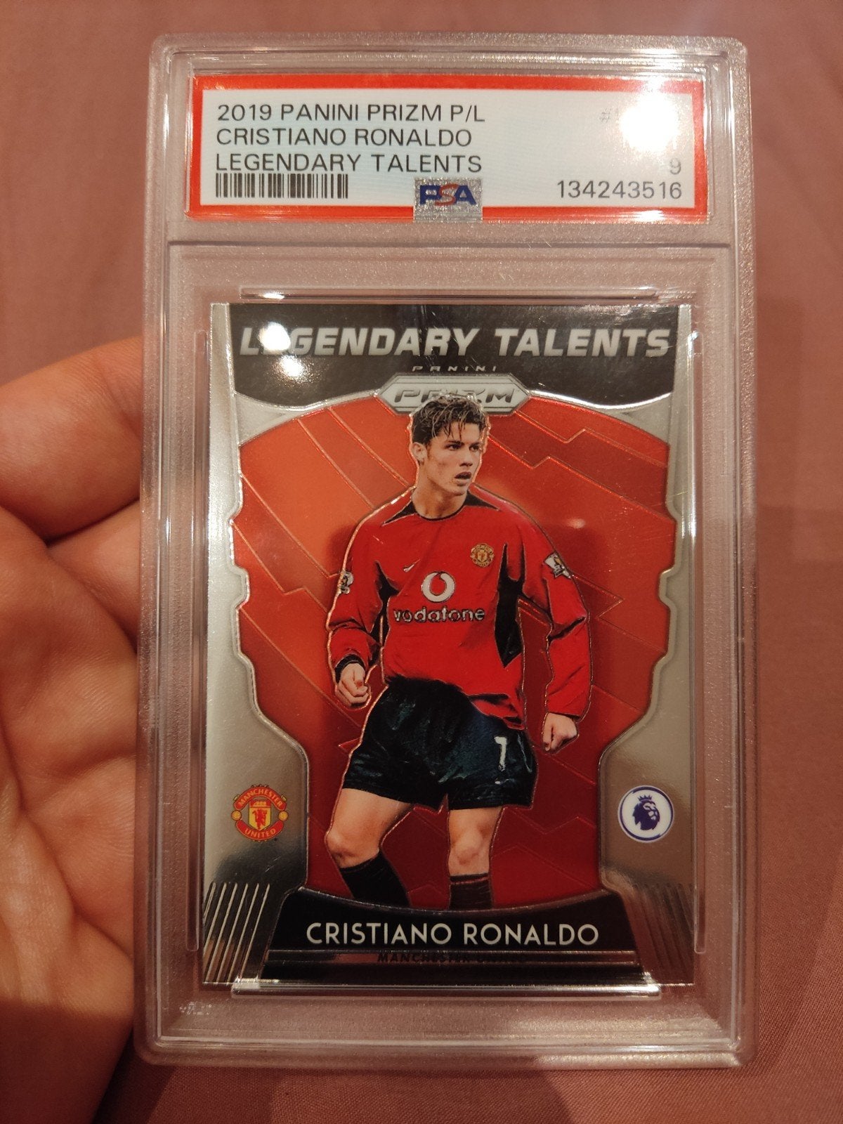Cristiano Ronaldo Panini Prizm Legendary Talents PSA 9, Ophalen of Verzenden, Zo goed als nieuw, Buitenlandse clubs, Spelerskaart