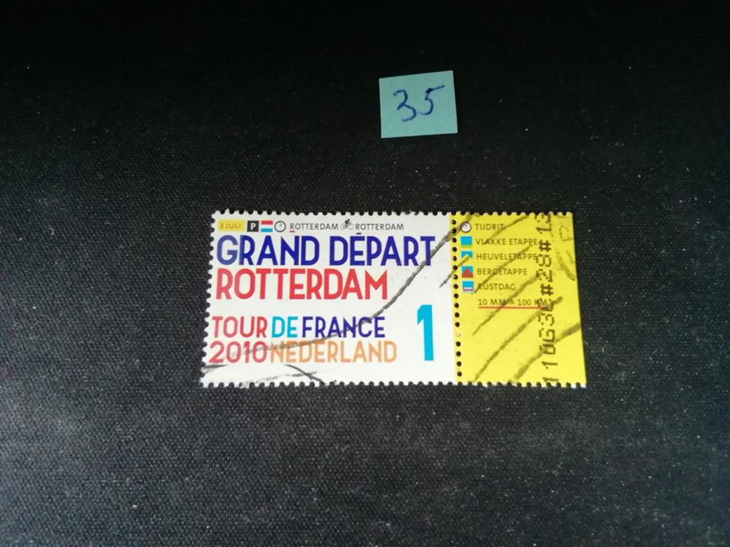 NEDERLAND TOUR DE FRANCE ZEGEL MET TAB GESTEMPELD, Ophalen of Verzenden, Na 1940, Gestempeld