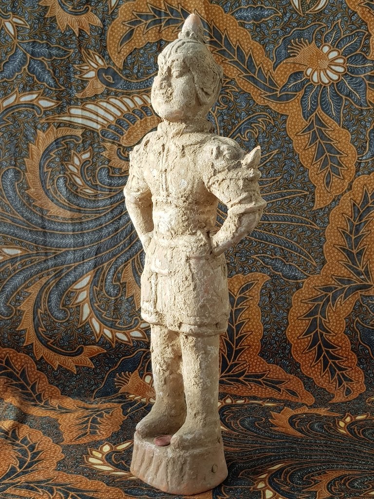 Mooi antiek Chinees terracotta beeld van een krijger 39 cm., Ophalen of Verzenden