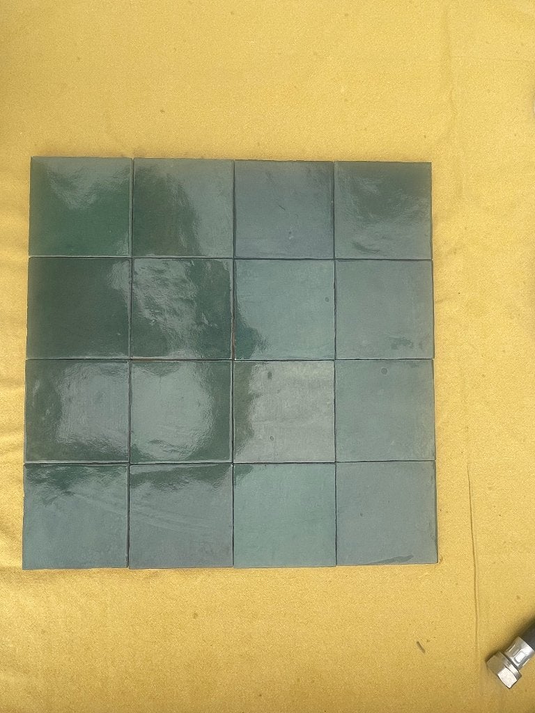 Zelige Marokkaanse groene tegeltjes 10x10 cm (Marazzi) 2 m2, Ophalen, Nieuw, Minder dan 20 cm, Minder dan 20 cm
