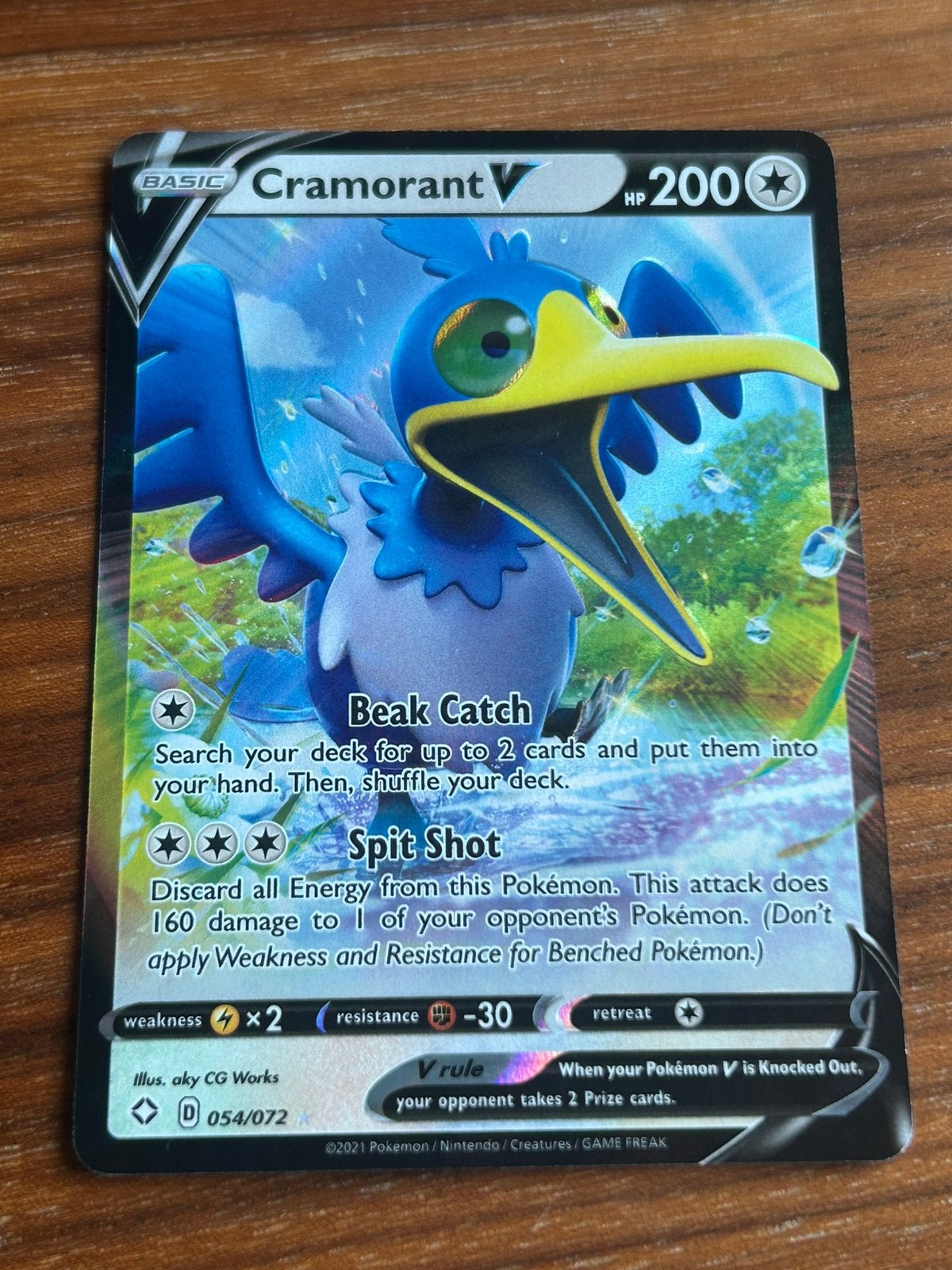 Cramorant V 054/072 Shining fates pokemon kaart, Ophalen of Verzenden, Zo goed als nieuw, Losse kaart