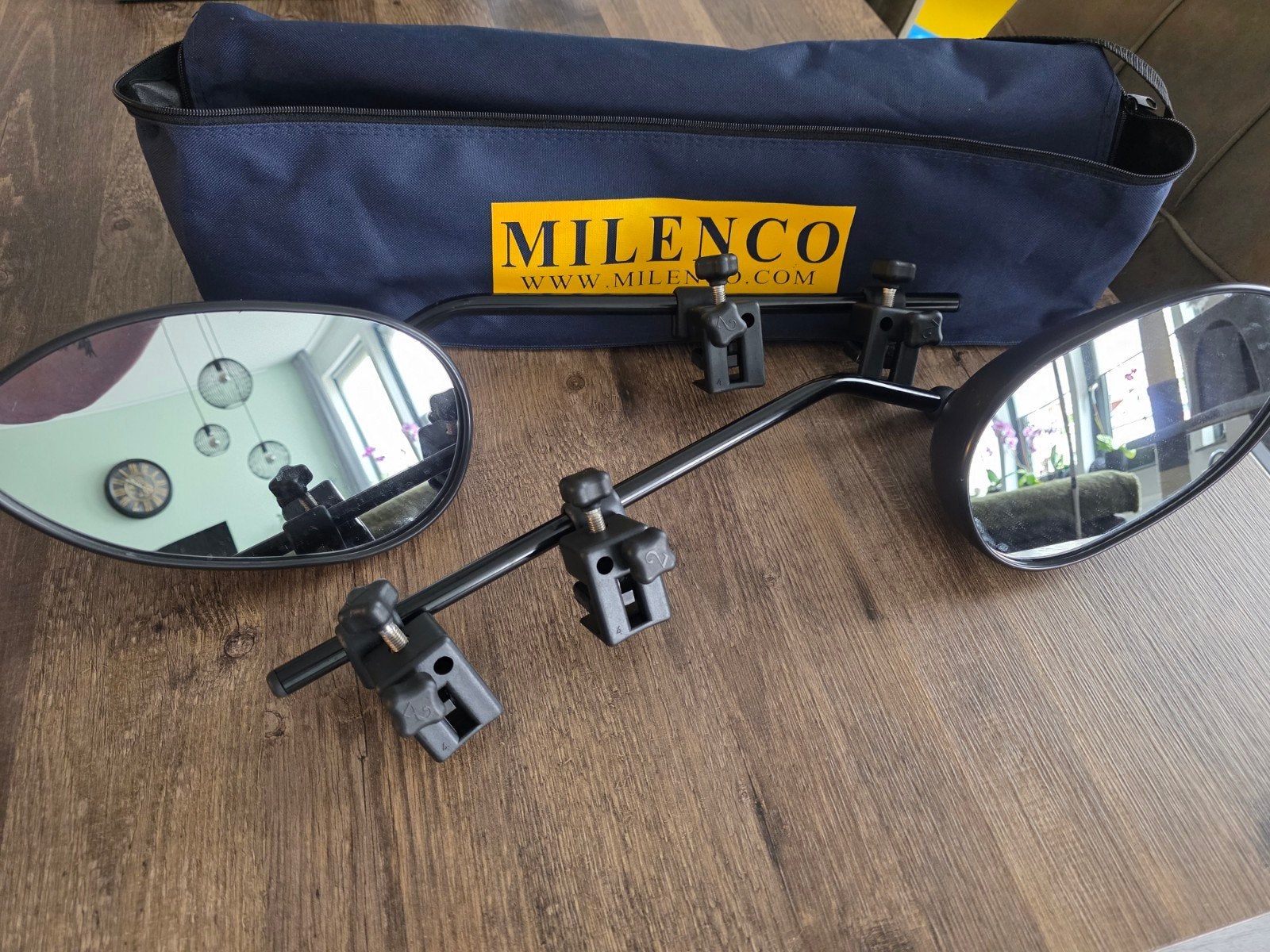Milenco caravan spiegels met draagtas, Ophalen, Gebruikt