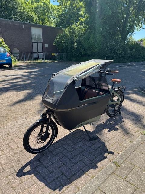 Bakfiets | Lovens Explorer S85 Auto Moss Green, 3 kinderen, Huif, Zo goed als nieuw, Schijfrem