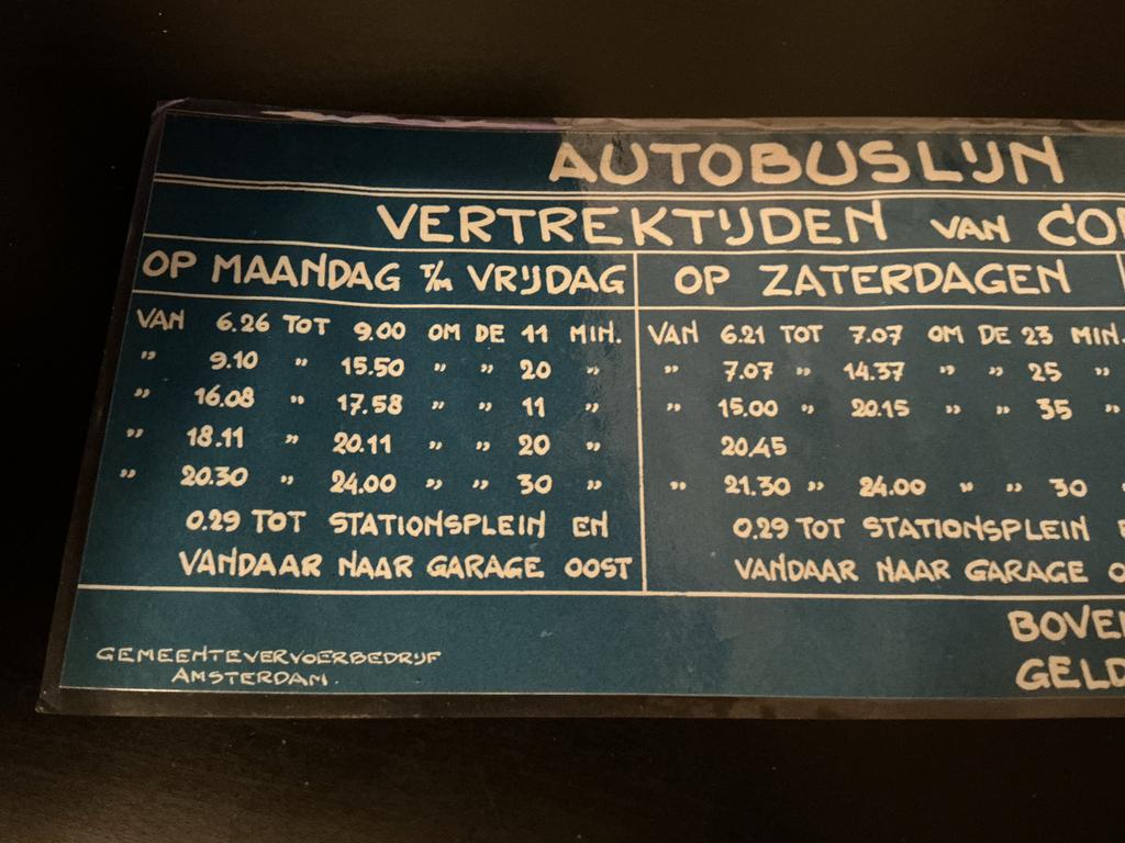 Oude dienstregeling GVB buslijn P Coenhaven Amsterdam, Verzamelen, Spoorwegen en Tramwegen, Verzenden, Gebruikt, Trein, Overige typen