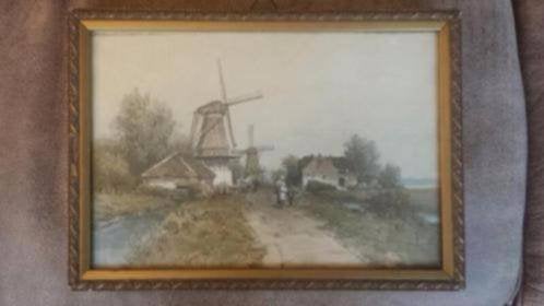 aquarel P. A. Schipperus titel achterkant "zomer Molens", Antiek en Kunst, Kunst | Schilderijen | Klassiek, Ophalen