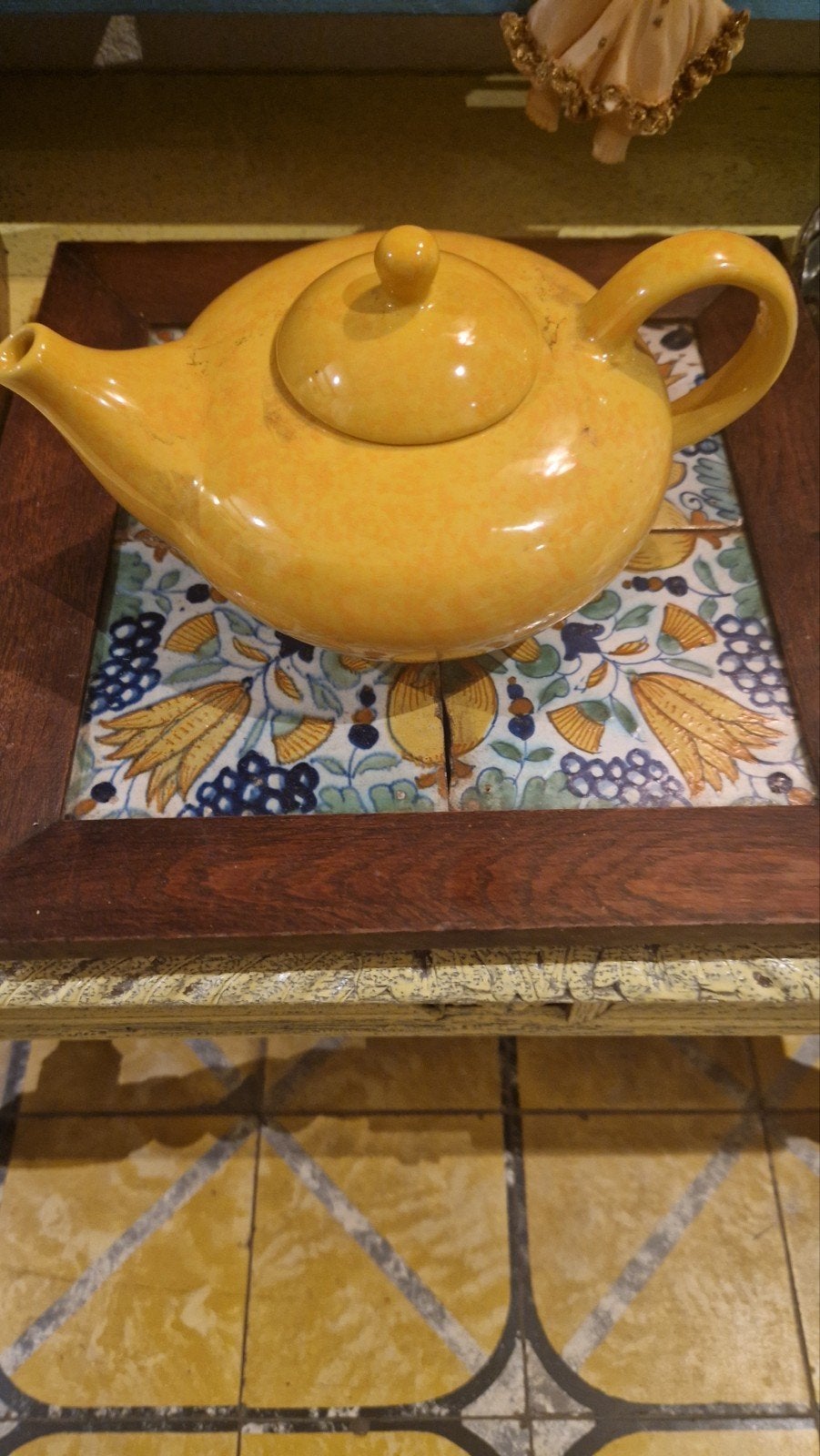 Vintage Gele Theepot met Deksel, Antiek en Kunst, Ophalen of Verzenden