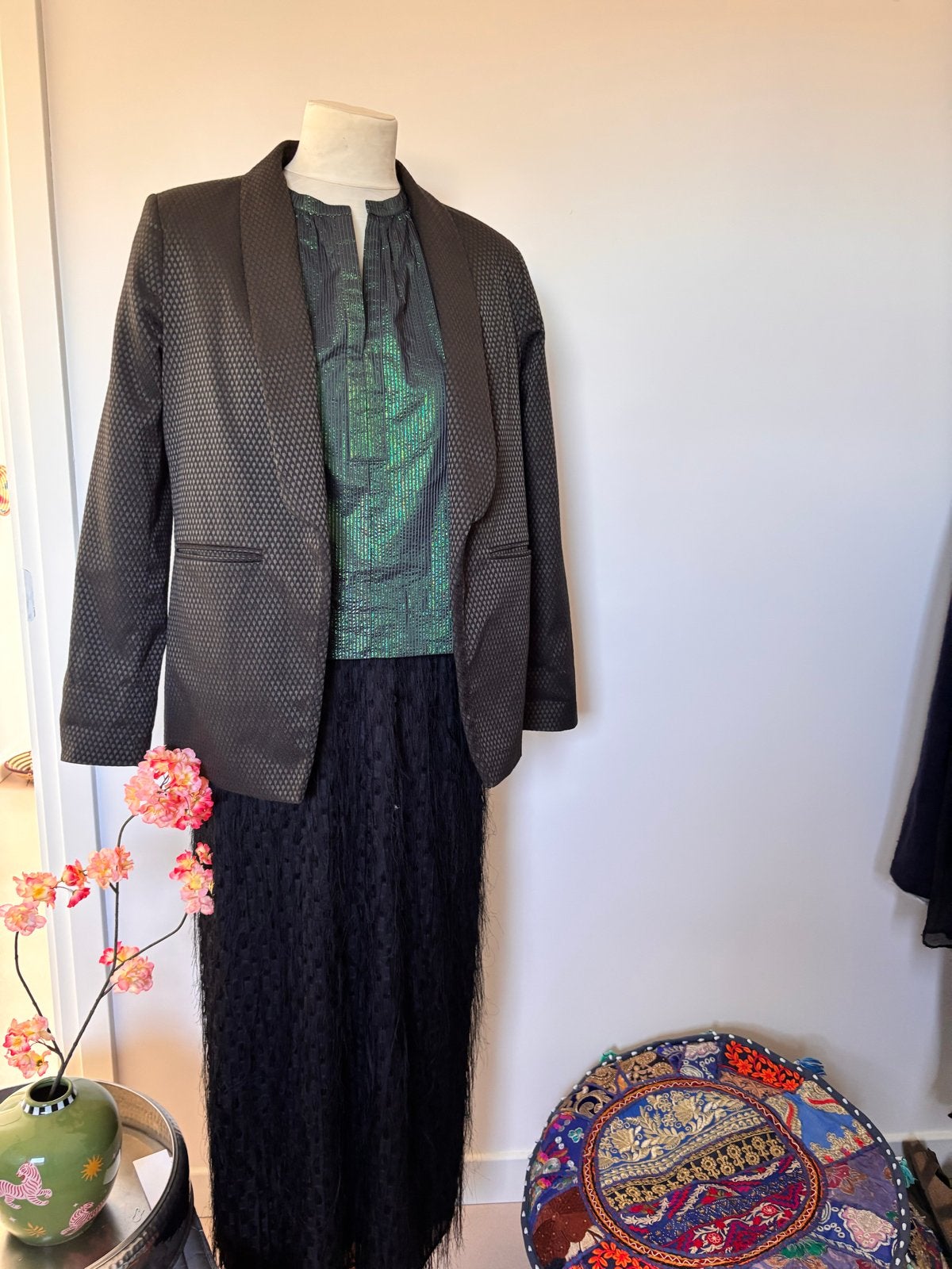 Costes Studio Zwart blazer met Structuur - Maat 40, Maat 38/40 (M), Bruin, Ophalen of Verzenden, Zo goed als nieuw