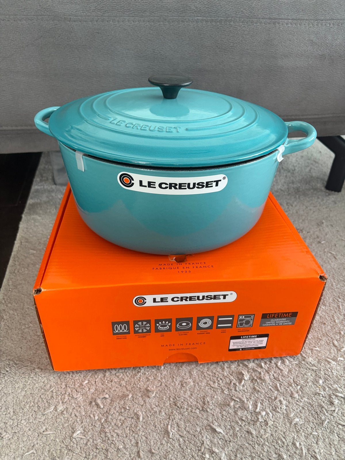 Le Creuset Braadpan 28cm - Caribbean Teal, Ophalen, Met deksel, Nieuw, Le Creuset