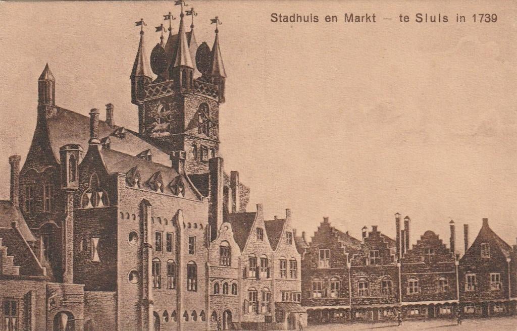 SLUIS Stadhuis en Markt in 1739, Verzenden, Voor 1920, Ongelopen, Zeeland