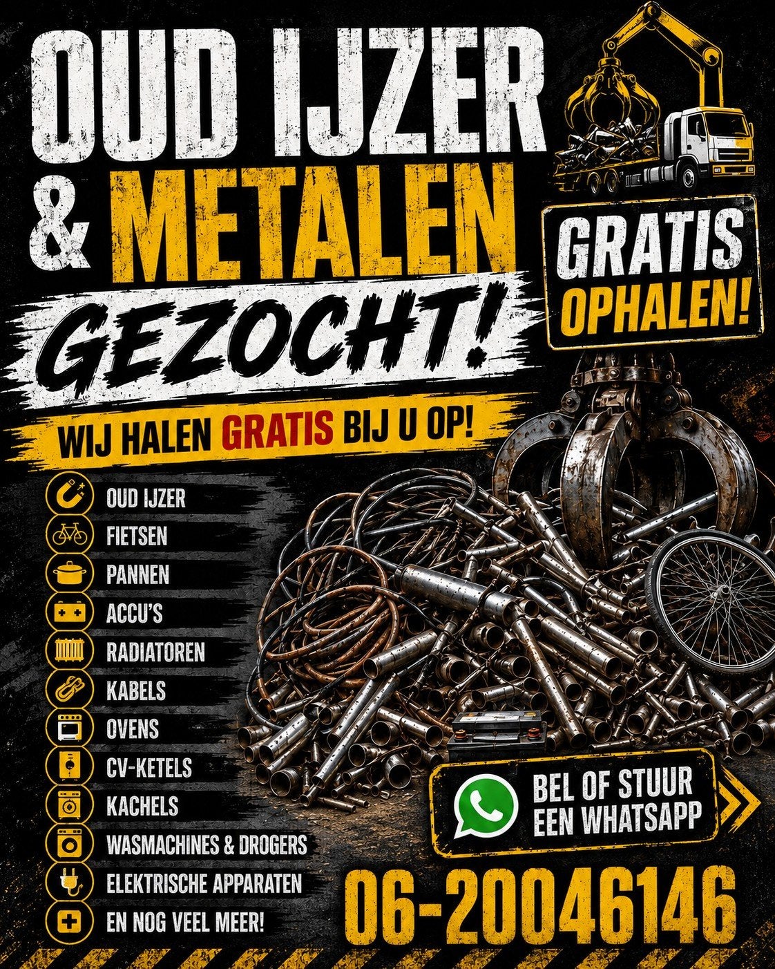 wij halen GRATIS U oud ijzer en metalen op, Ophalen, Overige metalen