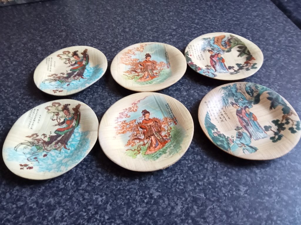 vintage japanse bamboe onderzetters jaren 70, Ophalen of Verzenden