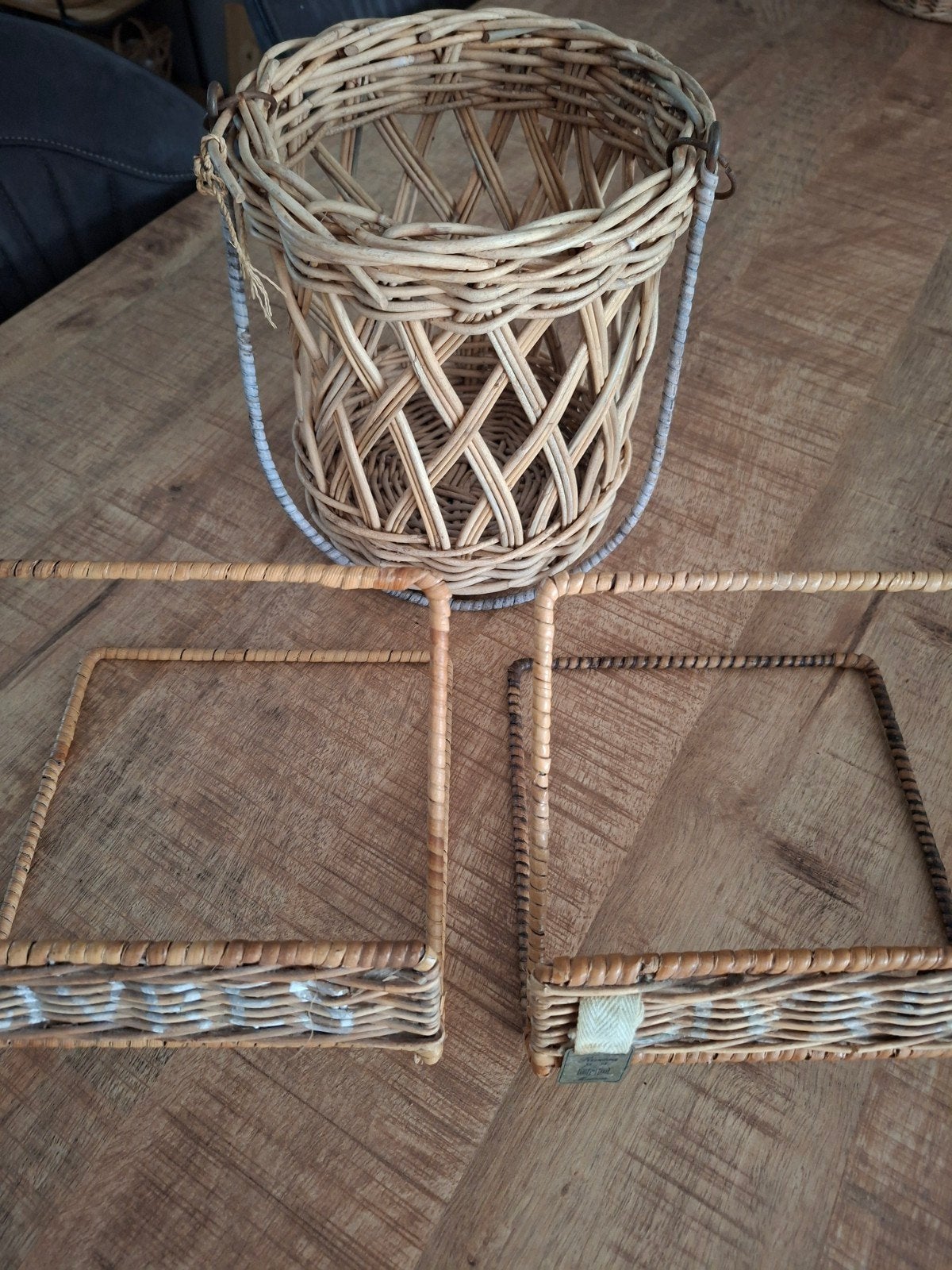Riviera maison rattan setje graag goed lezen, Huis en Inrichting, Ophalen, Rond, Riet