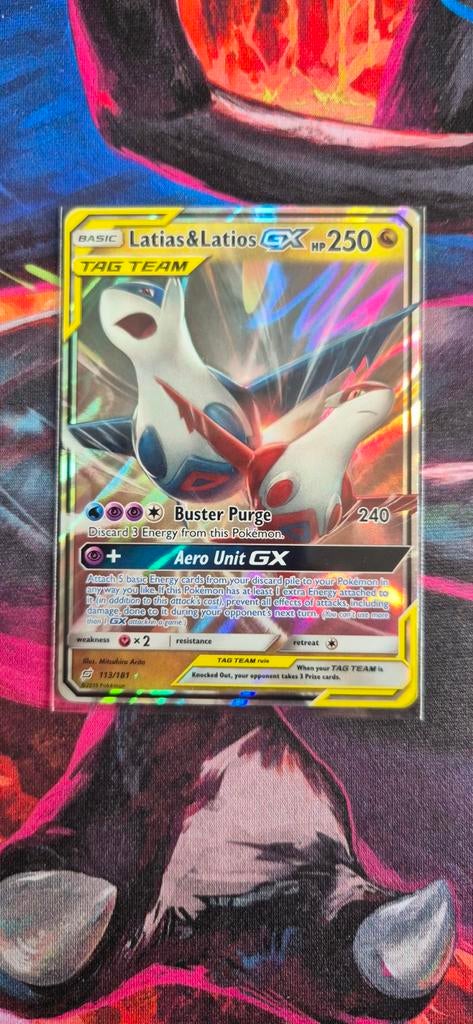 Pokémon kaart: Latios & Latias GX 113/181, Ophalen of Verzenden, Zo goed als nieuw, Losse kaart, Foil