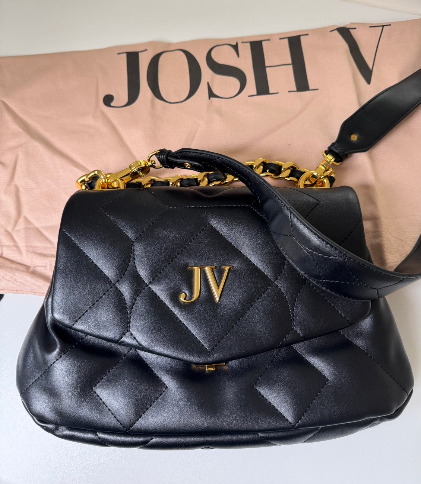 JOSH V Zwarte Handtas met Goudkleurige Details, Ophalen of Verzenden, Nieuw, Zwart, Handtas
