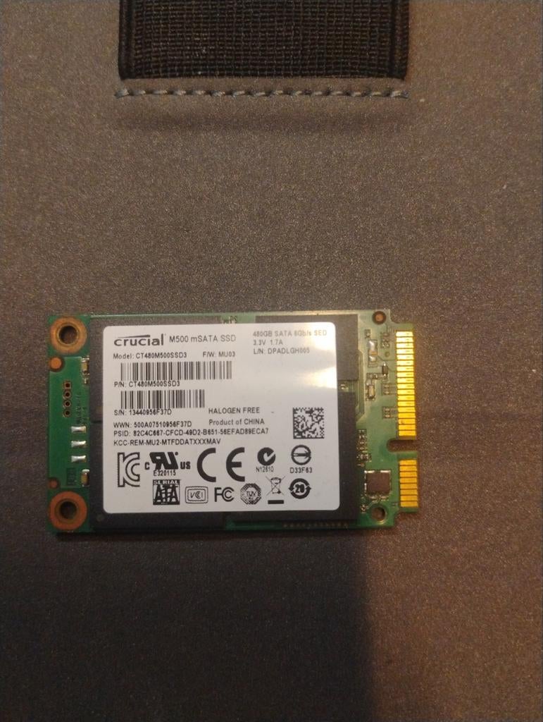 Crucial M500 mSATA SSD 480GB - Zo goed als nieuw, Computers en Software, Harde schijven, Zo goed als nieuw, Laptop, Intern, SSD