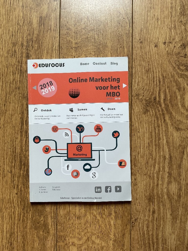 Online Marketing voor het MBO 2018/2019 - Edufocus, Ophalen of Verzenden, Zo goed als nieuw, MBO, J. Gorter, J. de Boer