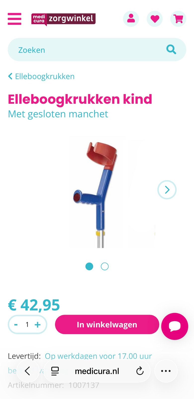 Kinderkrukken zgan, Diversen, Ophalen, In hoogte verstelbaar, Zo goed als nieuw