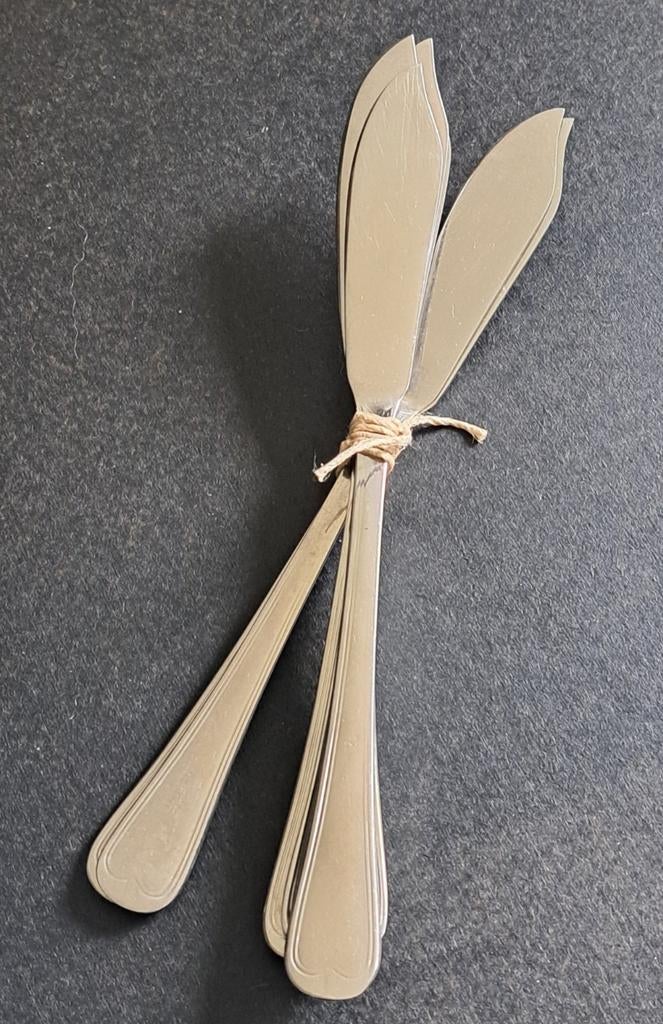 Vintage vismes 6 stuks RVS keuken koken vis 21 cm bestek, Antiek en Kunst, Antiek | Bestek, Ophalen of Verzenden