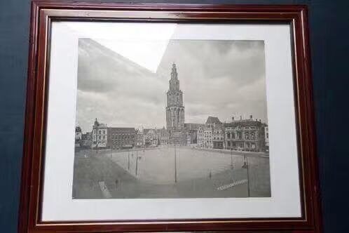 Groningen - Grote markt - 19e eeuw - Ingelijste prent, Ophalen, Zo goed als nieuw, Voor 1940, Prent