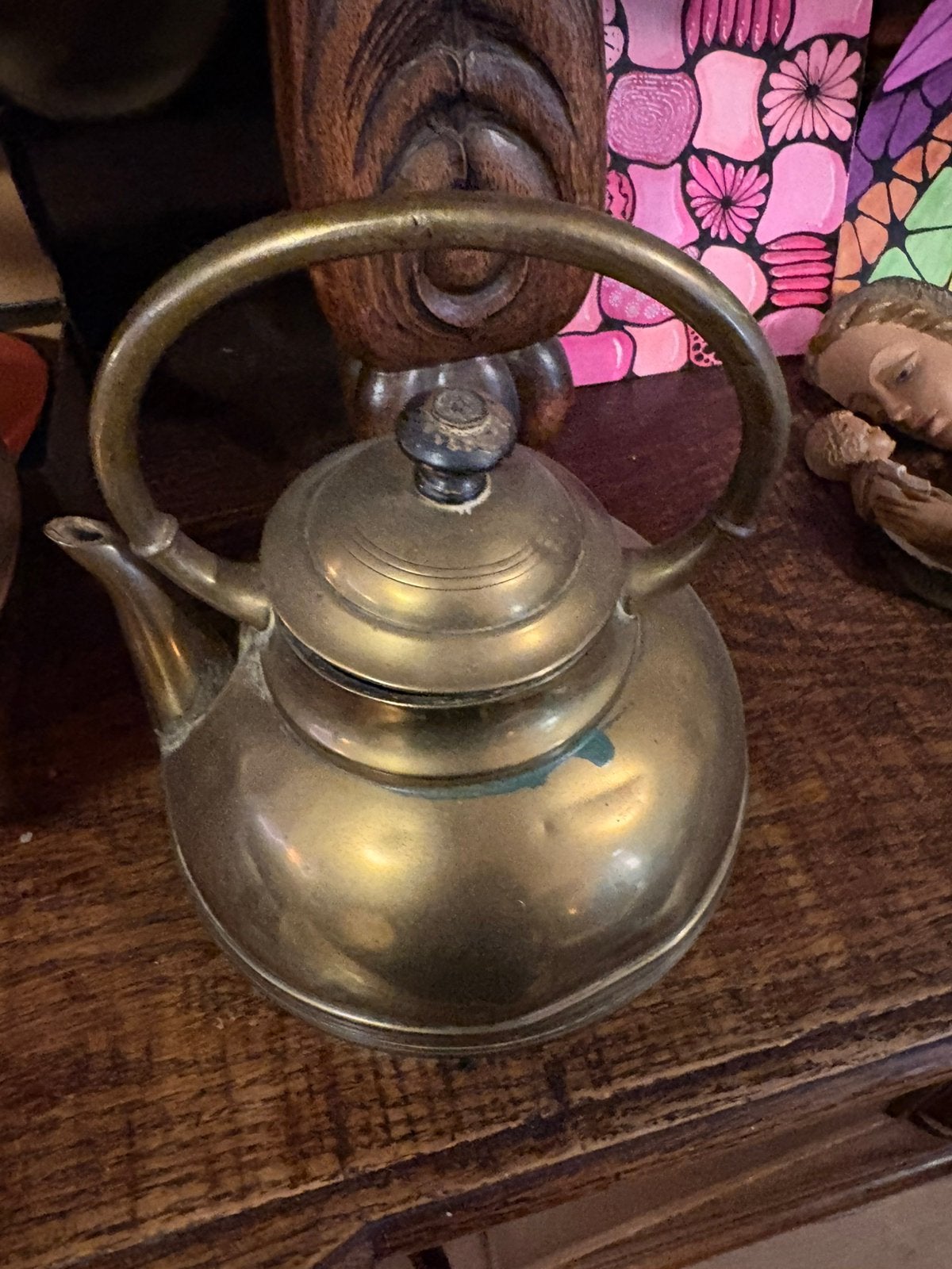 Bijzondere vintage metaal theeketel waterketel koper/messing, Ophalen, Koper