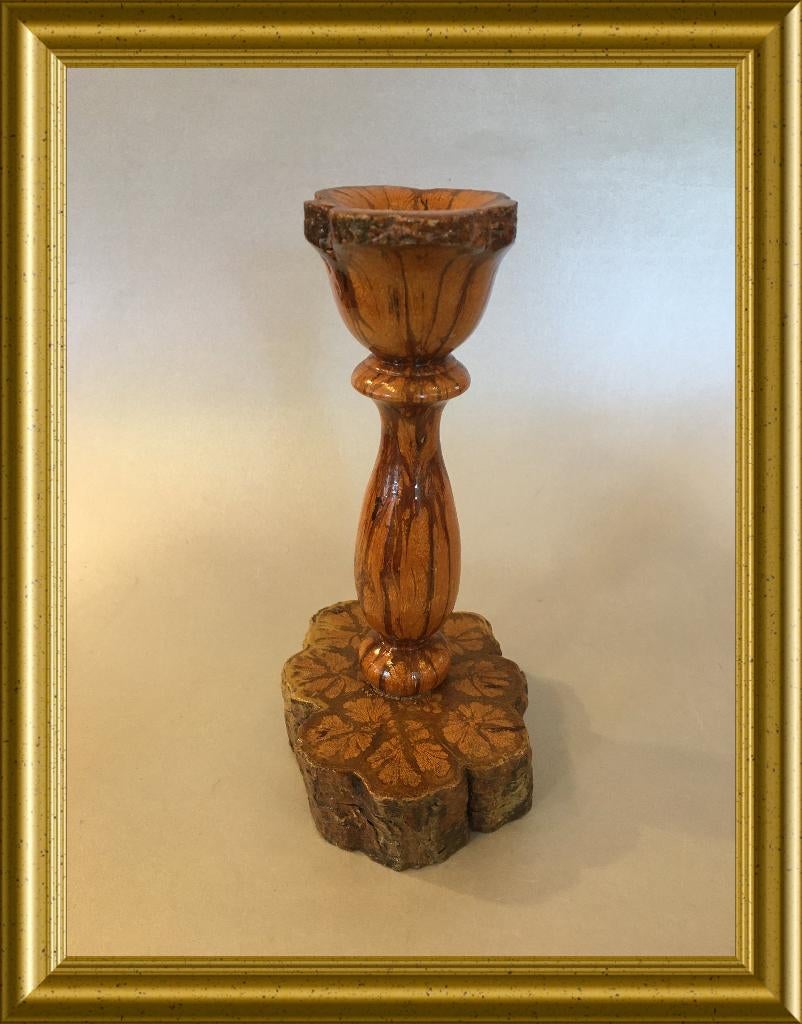 Mooie oude houten kandelaar, Ophalen of Verzenden, Overige materialen